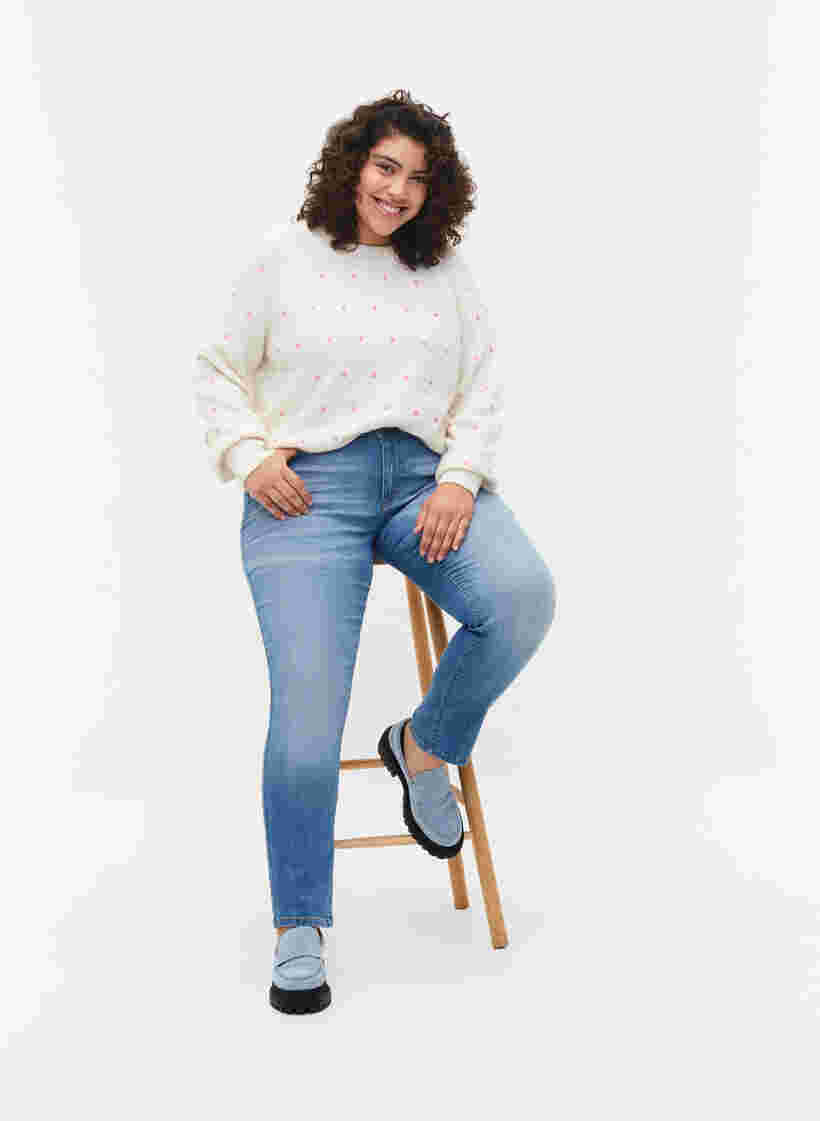 Emily jeans med slim fit og normal høyde i livet, Blue denim, Model image number 3