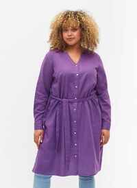 Skjortekjole med lange ermer, Deep Lavender, Model