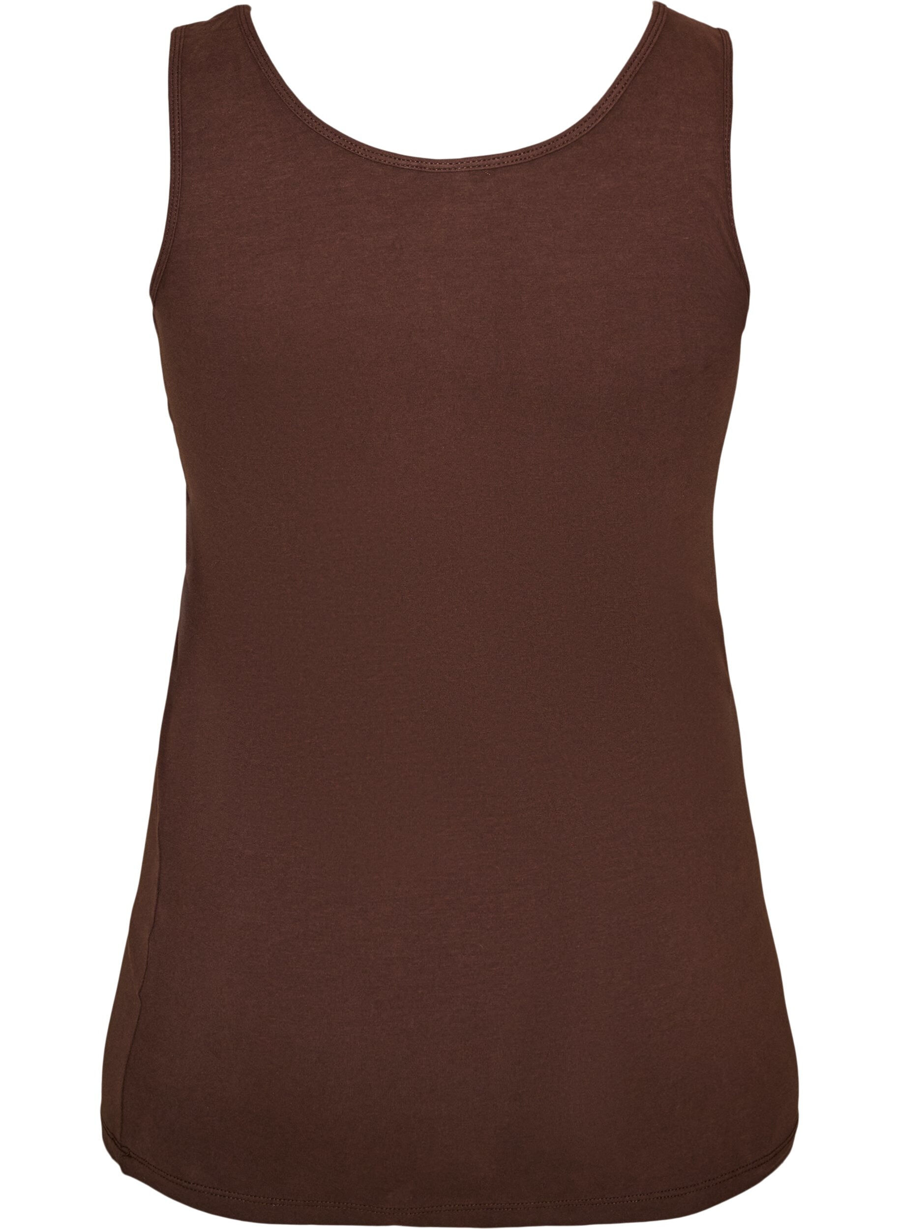 ZizziEnsfarget basic topp i bomull, Brun, Packshot image number 1