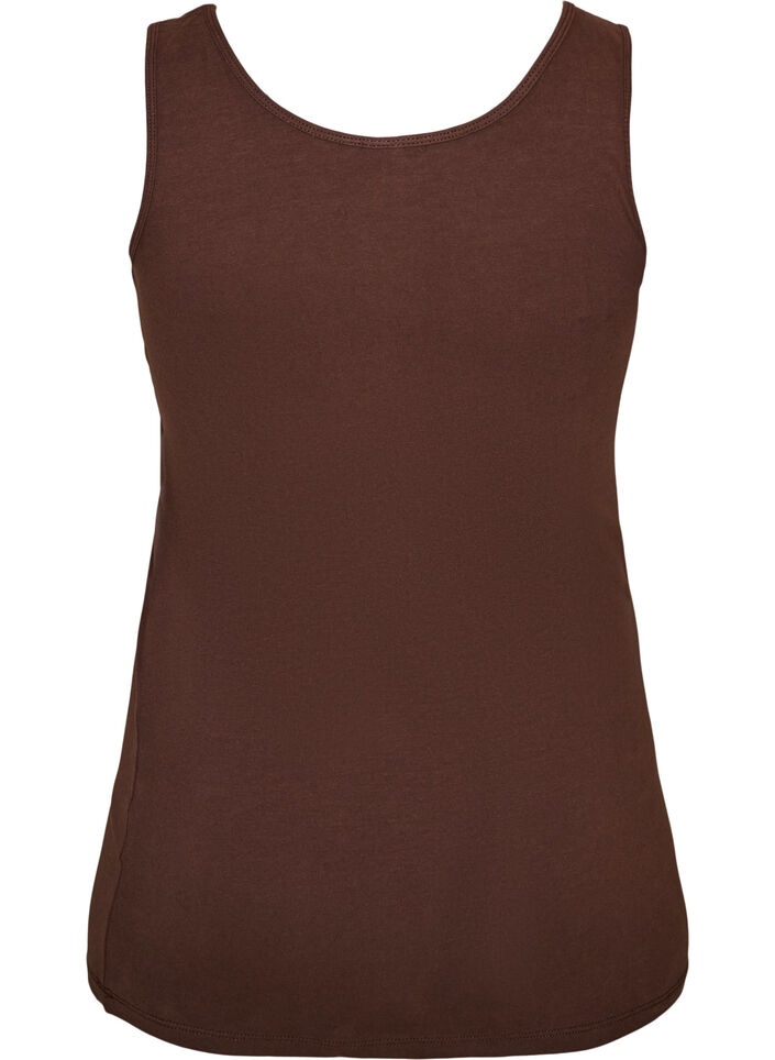 Ensfarget basic topp i bomull, Brun, Packshot image number 1