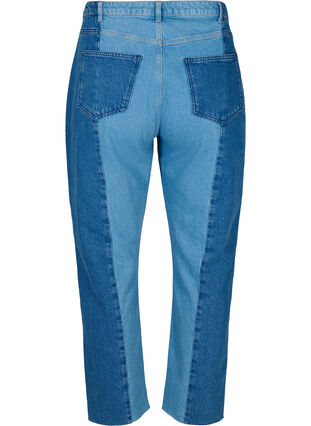 Zizzi Cropped Vera jeans med colorblock, Blue denim, Packshot image number 1