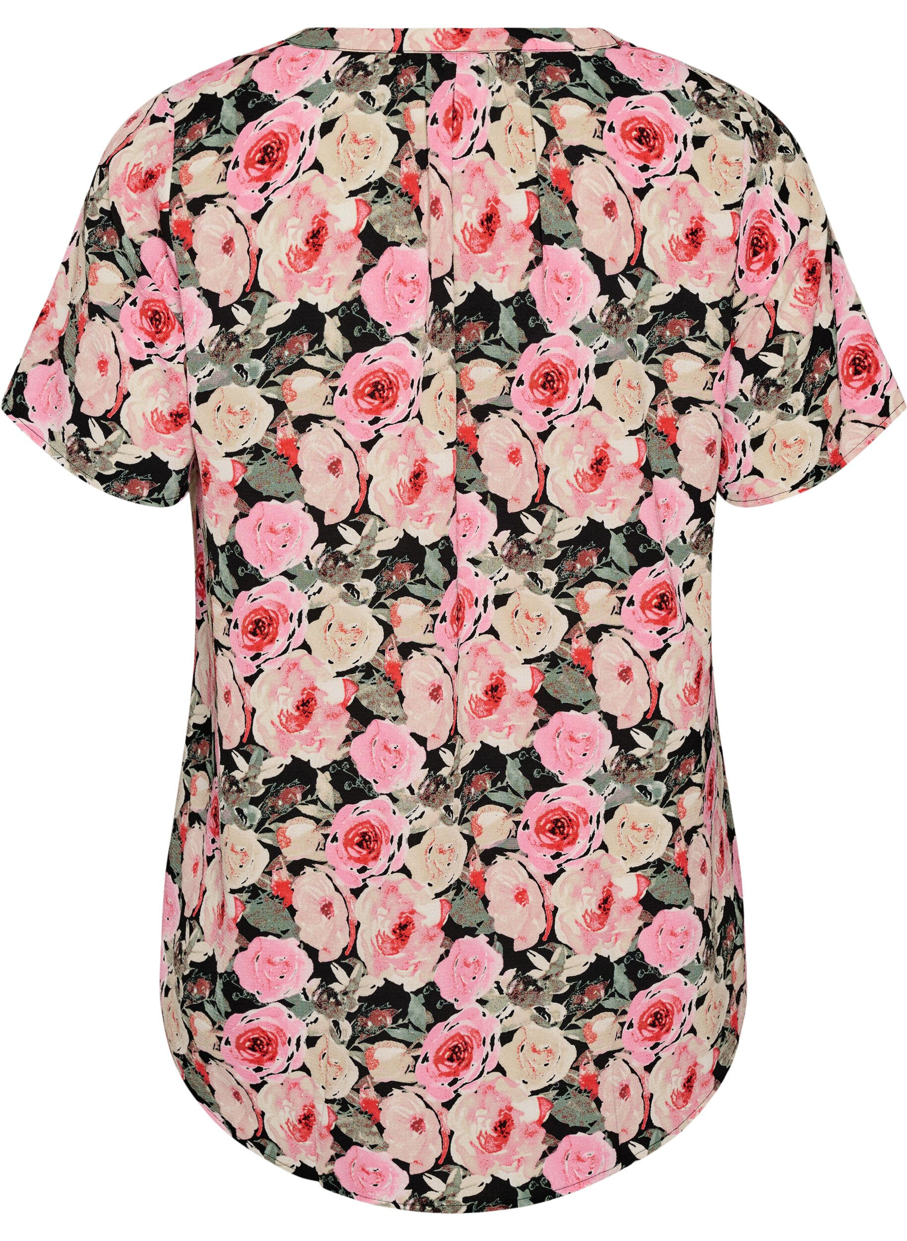 Zizzi Bluse med korte ermer og V-hals, Rosa, Packshot image number 1
