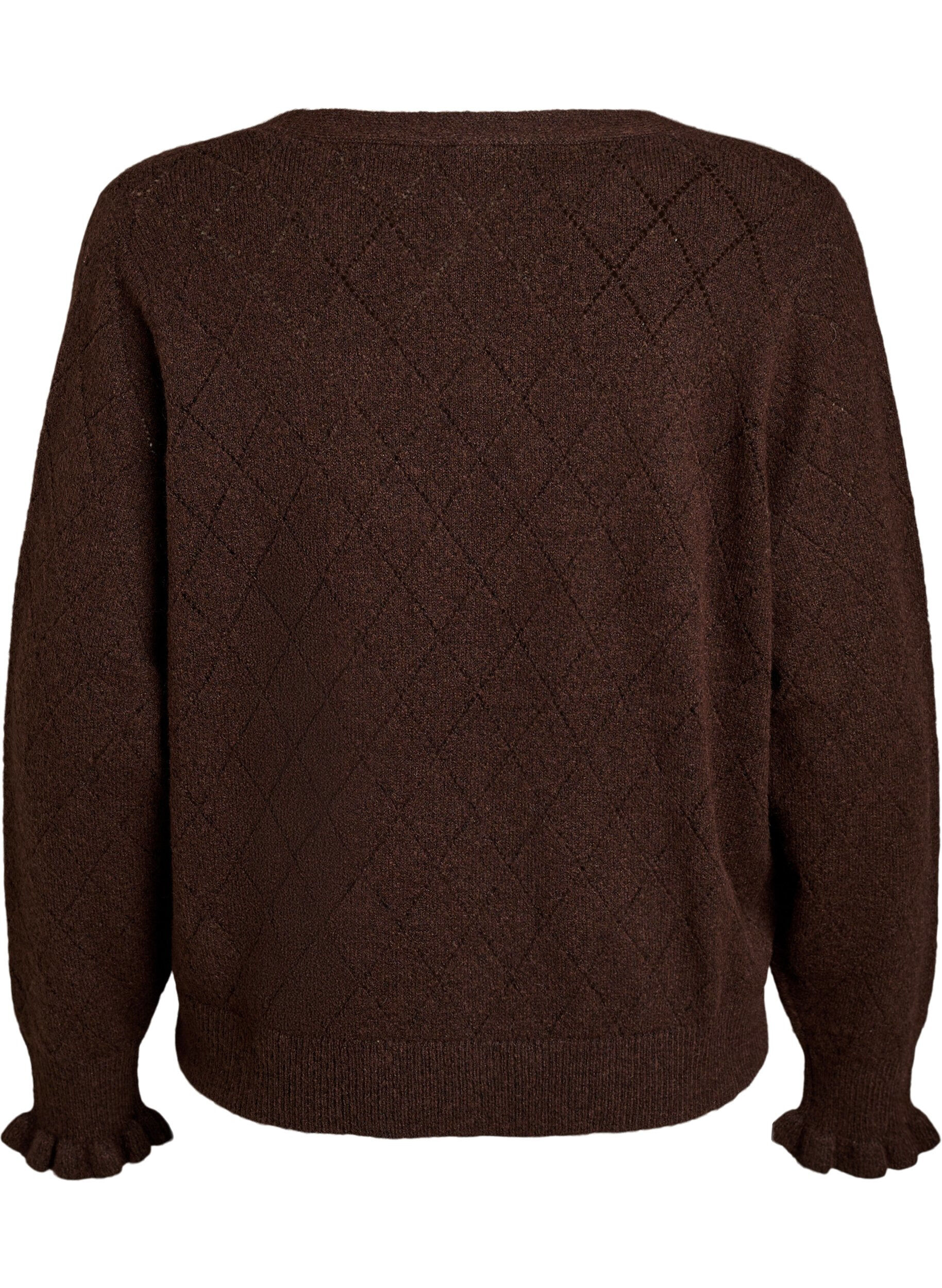 ZizziCardigan med harlekintrykk og V-hals, Brun, Packshot image number 1