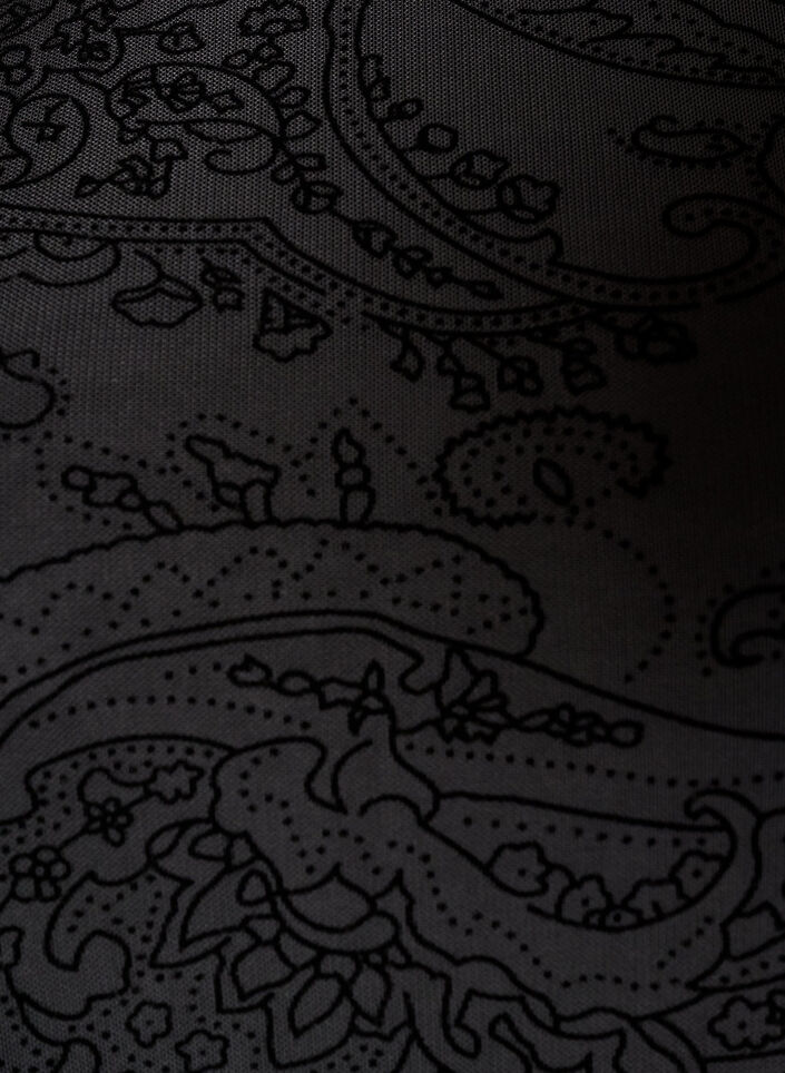 Meshbluse med paisleytrykk og asymmetrisk kant, Svart, Packshot image number 2
