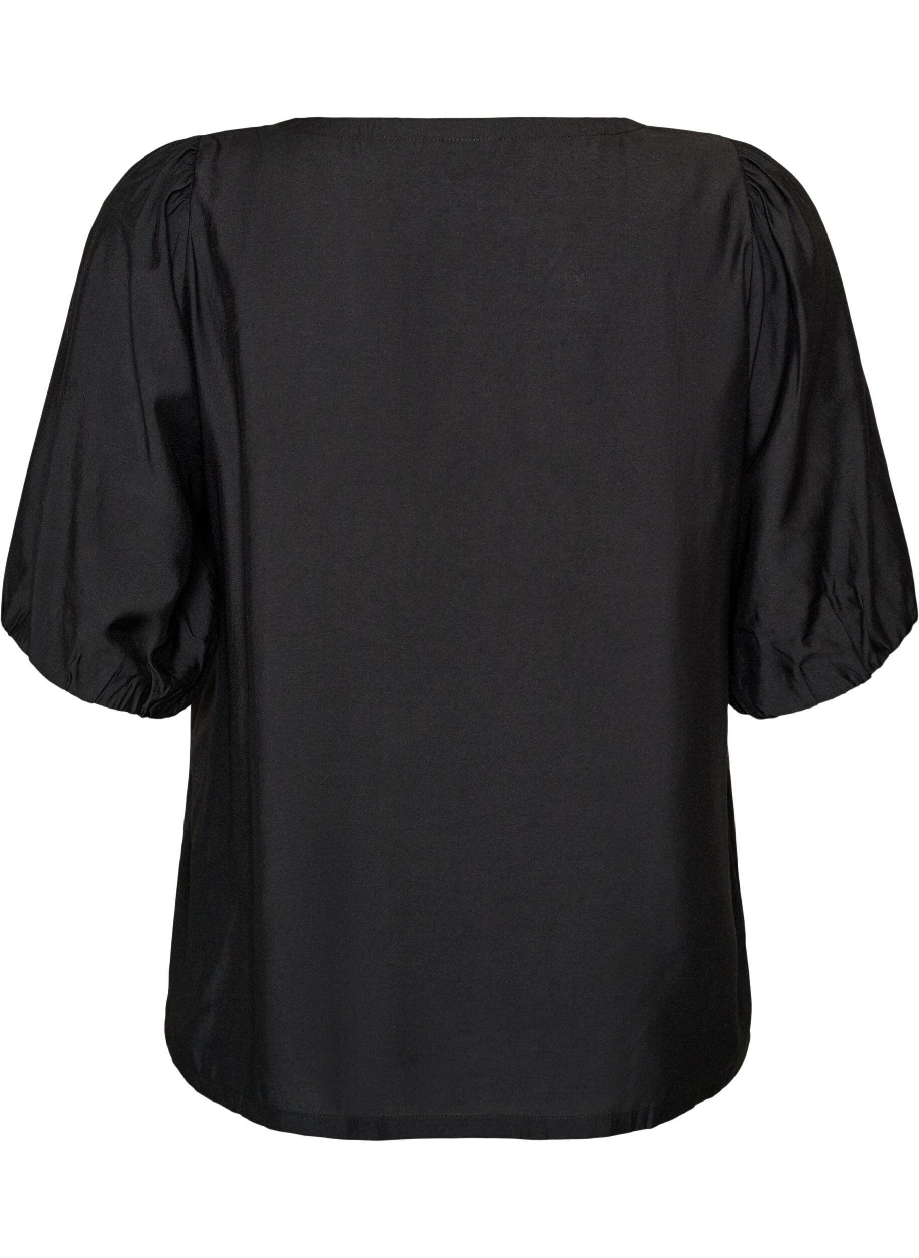 ZizziViskosebluse med V-hals, Svart, Packshot image number 1