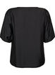 Viskosebluse med V-hals, Svart, Packshot image number 1