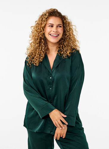 Zizzi Nattskjorte i sateng, Scarab, Model image number 0