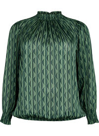 Mønstrete bluse med smock