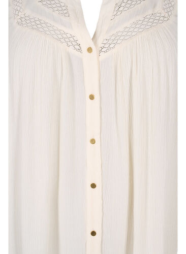 Ermeløs viskosebluse med heklet detaljer, Bone White, Packshot image number 2