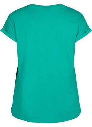 Kortermet T-skjorte i bomullsblanding, Emerald Green, Packshot image number 1