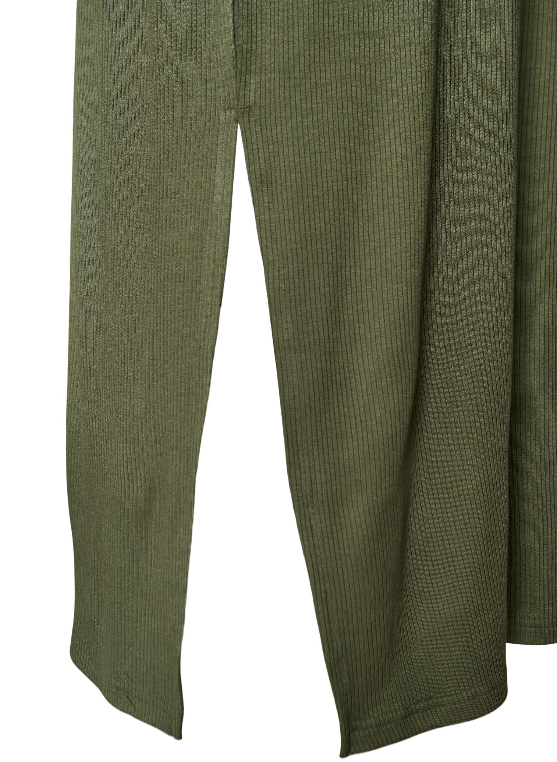 Zizzi Ermel&oslash;s ribbestrikket kjole i viskose, Gr&oslash;nn, Packshot image number 3