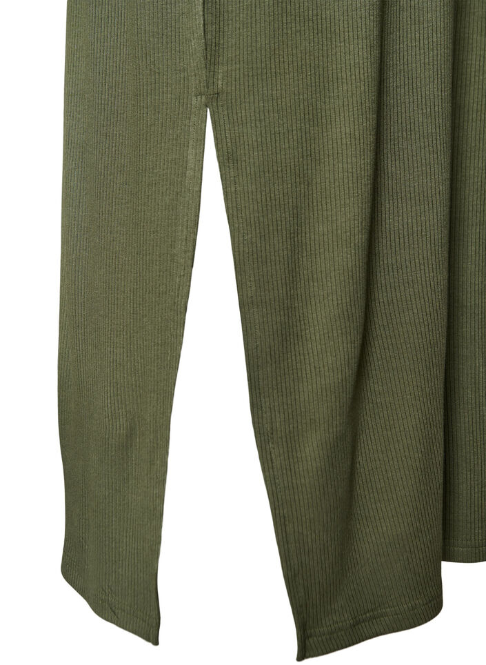 Ermel&oslash;s ribbestrikket kjole i viskose, Gr&oslash;nn, Packshot image number 3
