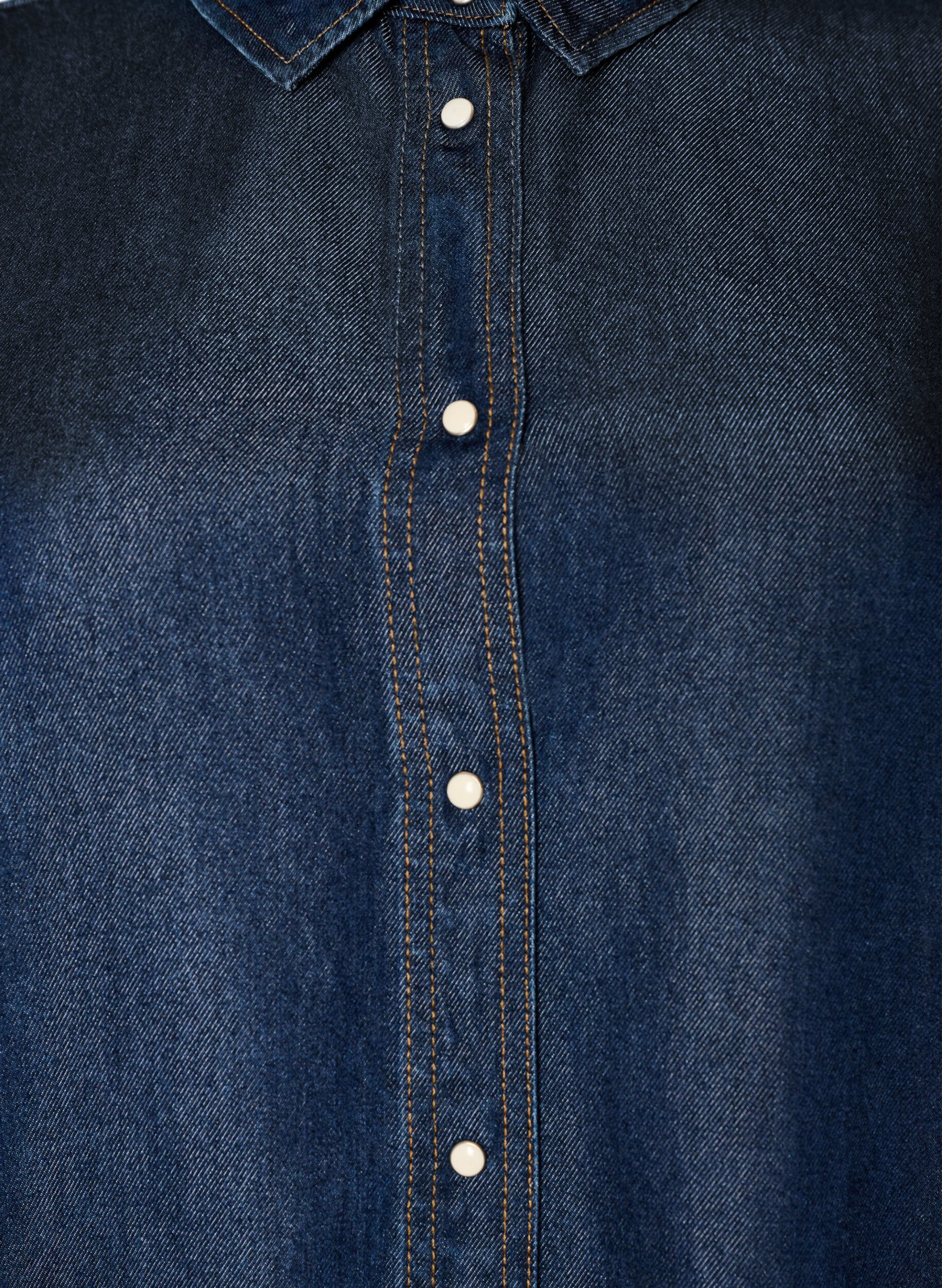 ZizziDenimkjole i lyocell med knapper og korte ermer, Bl&aring;, Packshot image number 2