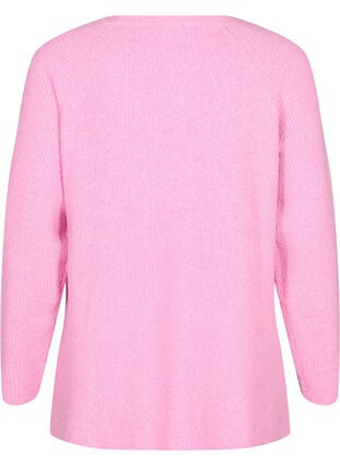 Zizzi Strikket bluse med rund hals, Begonia Pink Mel., Packshot image number 1