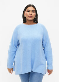 Melert-genser med splitt i siden, Blue Bell/White Mel., Model
