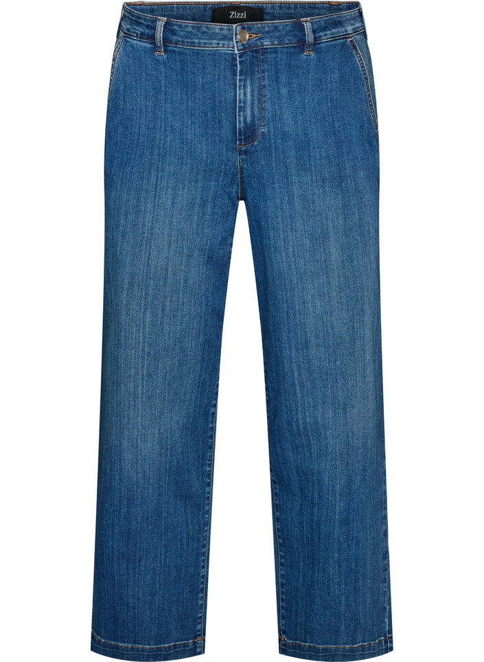 Wide fit Myra jeans med h&oslash;y midje, Bl&aring;, Packshot image number 0