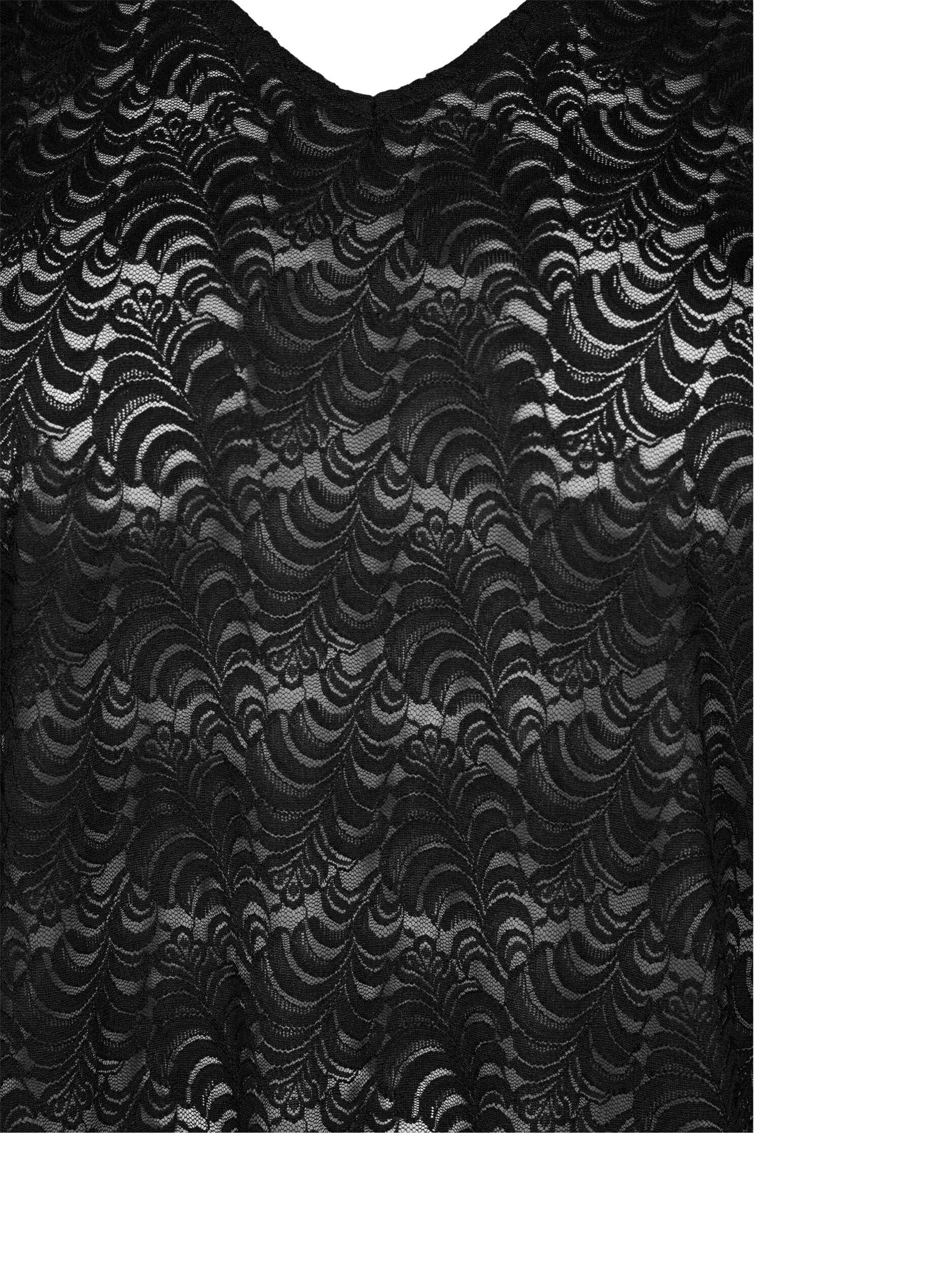 Zizzi Langermet bluse med blonder, Black, Packshot image number 2