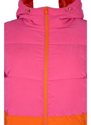 Lang vinterjakke med colorblock, Pink W/Orange, Packshot image number 2