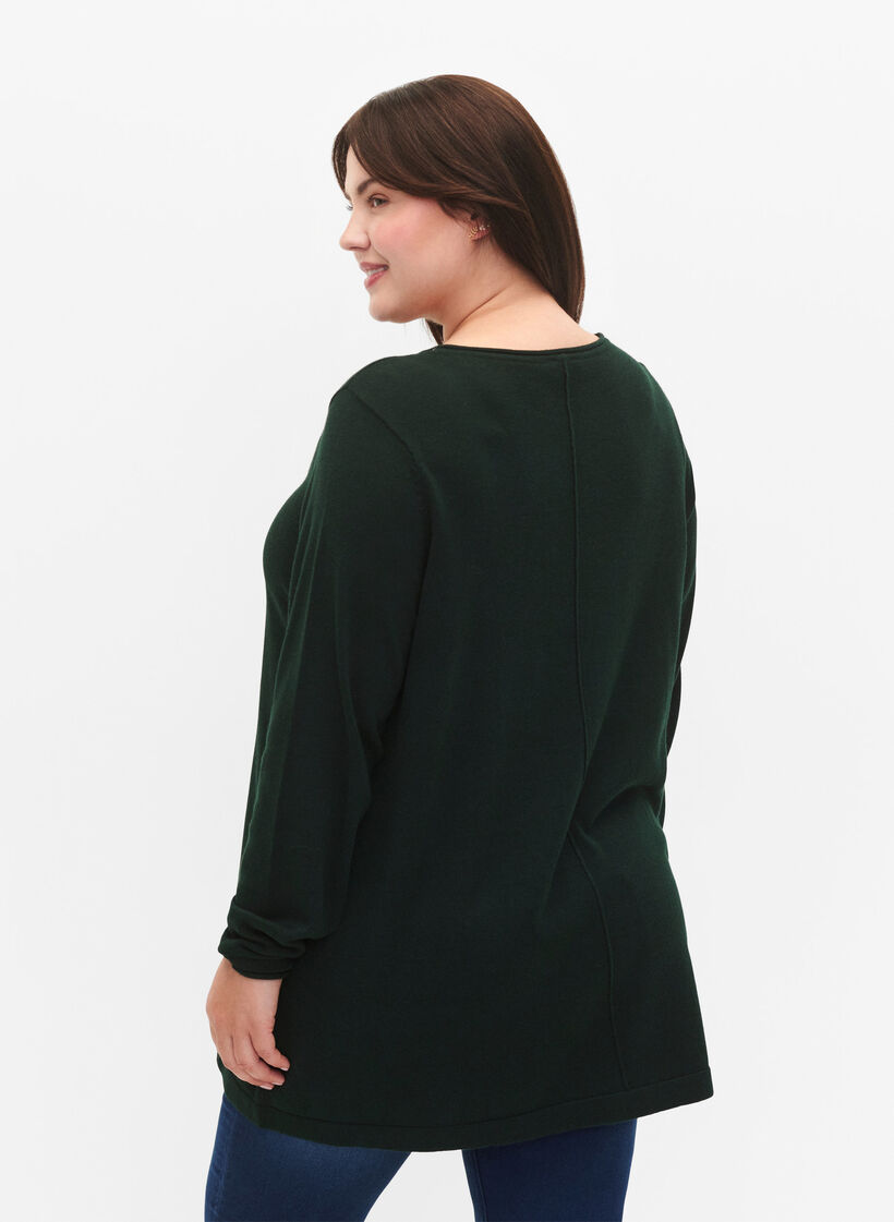 Strikket bluse i bomull og viskoseblanding, Gr&oslash;nn, Model image number 2