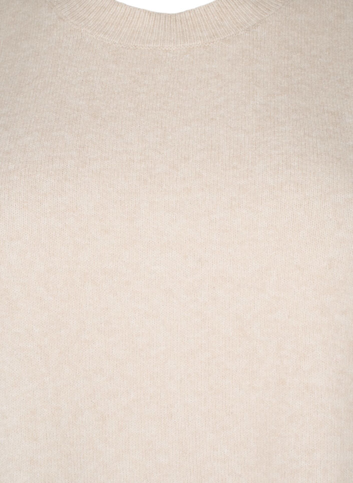 Strikket vest med ribbestrikket kant, Pumice Stone Mel., Packshot image number 2