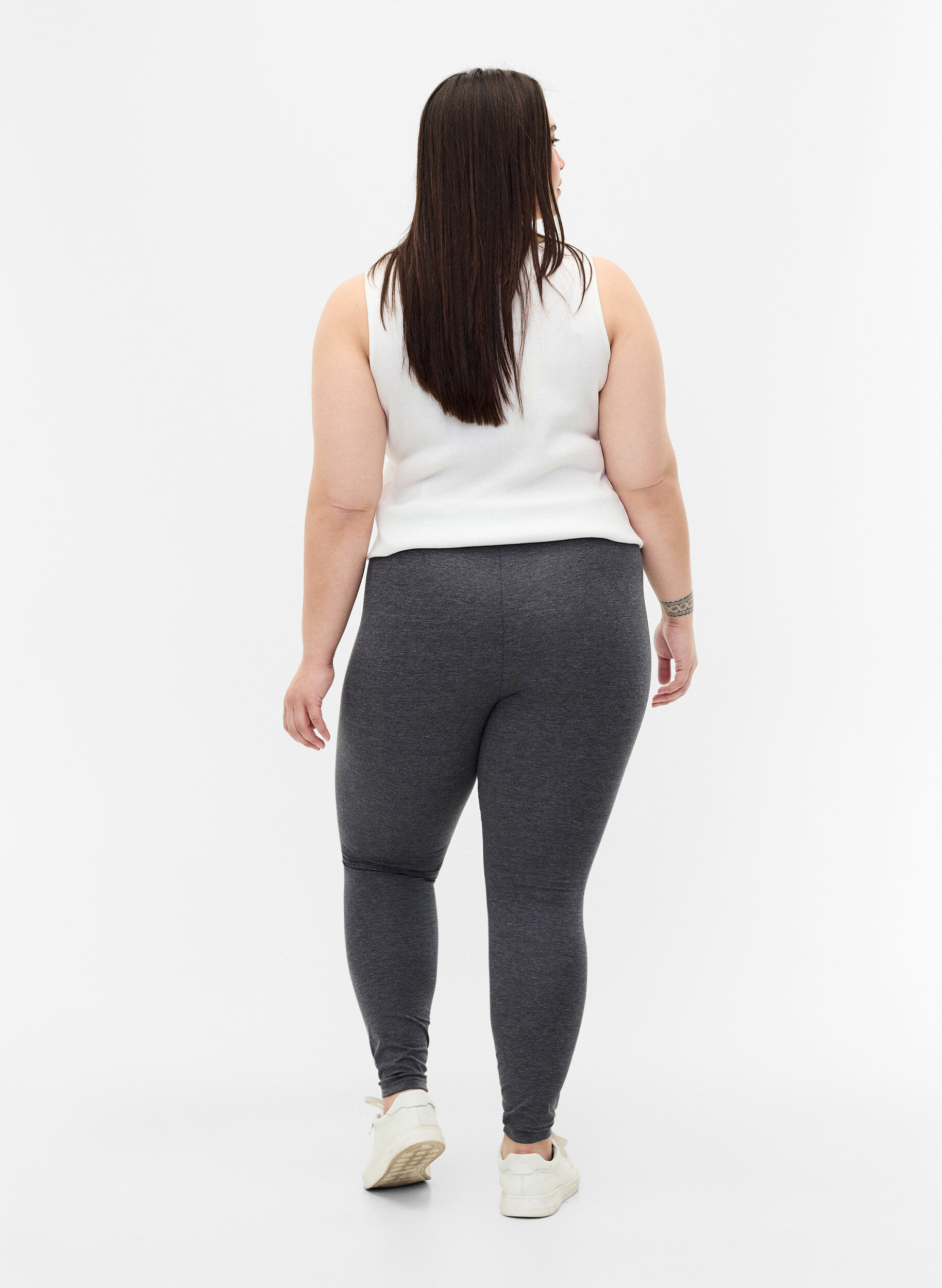 Zizzi Gr&aring; melert leggings, Dark Grey Melange, Model image number 1