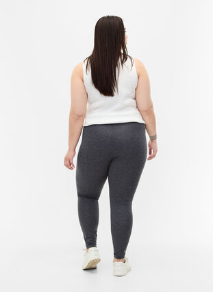 Zizzi Grå melert leggings, Dark Grey Melange, Model image number 1