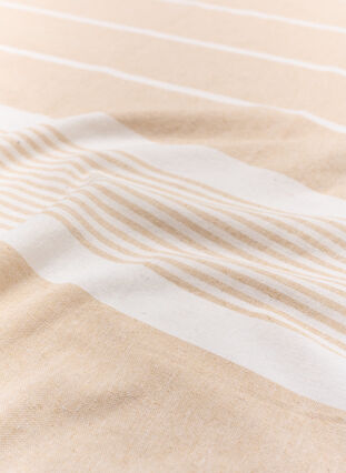 Stripete håndkle med frynser, Light Beige Melange, Packshot image number 3