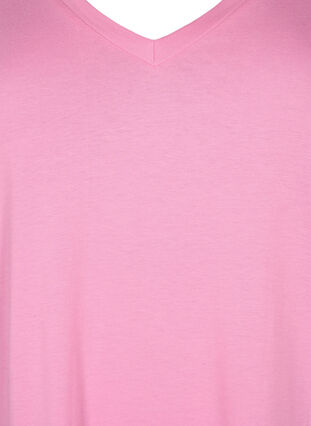 Ensfarget oversized T-skjorte med V-hals, Rosebloom, Packshot image number 2