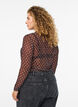 Bluse med mesh og prikker, Brun, Model image number 2