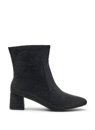 Wide fit - Ankelstøvler med rhinesteiner, Black
