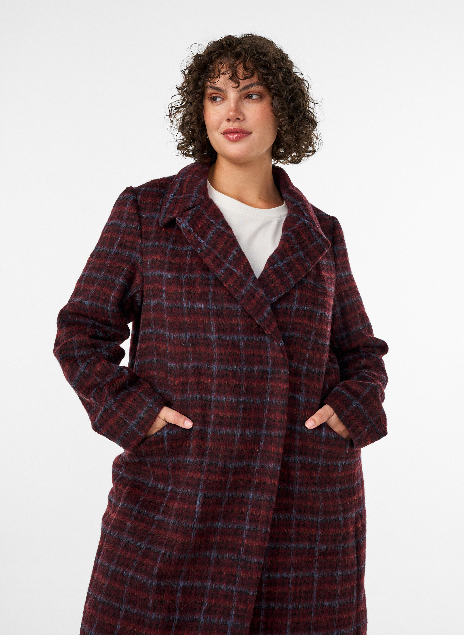 ZizziRutete k&aring;pe med lommer, R&oslash;d, Model image number 2