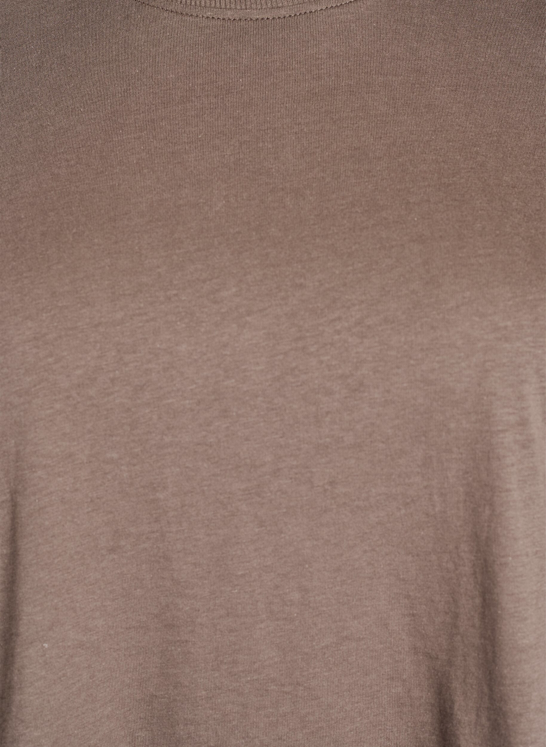 ZizziBasic T-skjorte i bomull med rund hals, Brun, Packshot image number 2