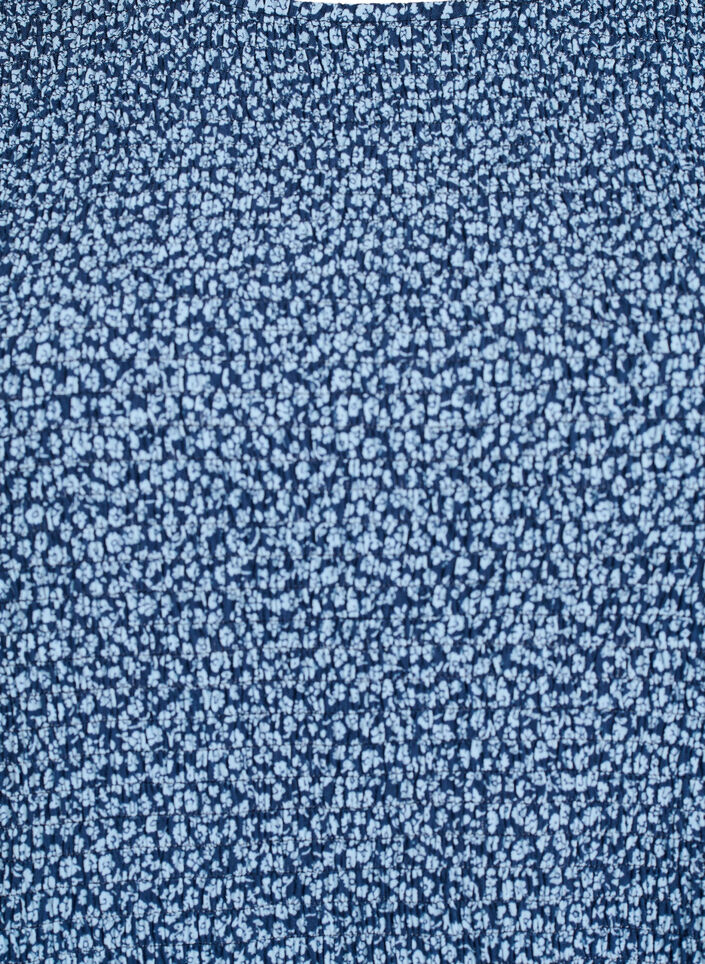 Bluse med smocket topp og blomstertrykk, Blå, Packshot image number 2