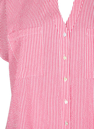 Kortermet bomullskjorte med striper, Beetroot P. Stripe, Packshot image number 2
