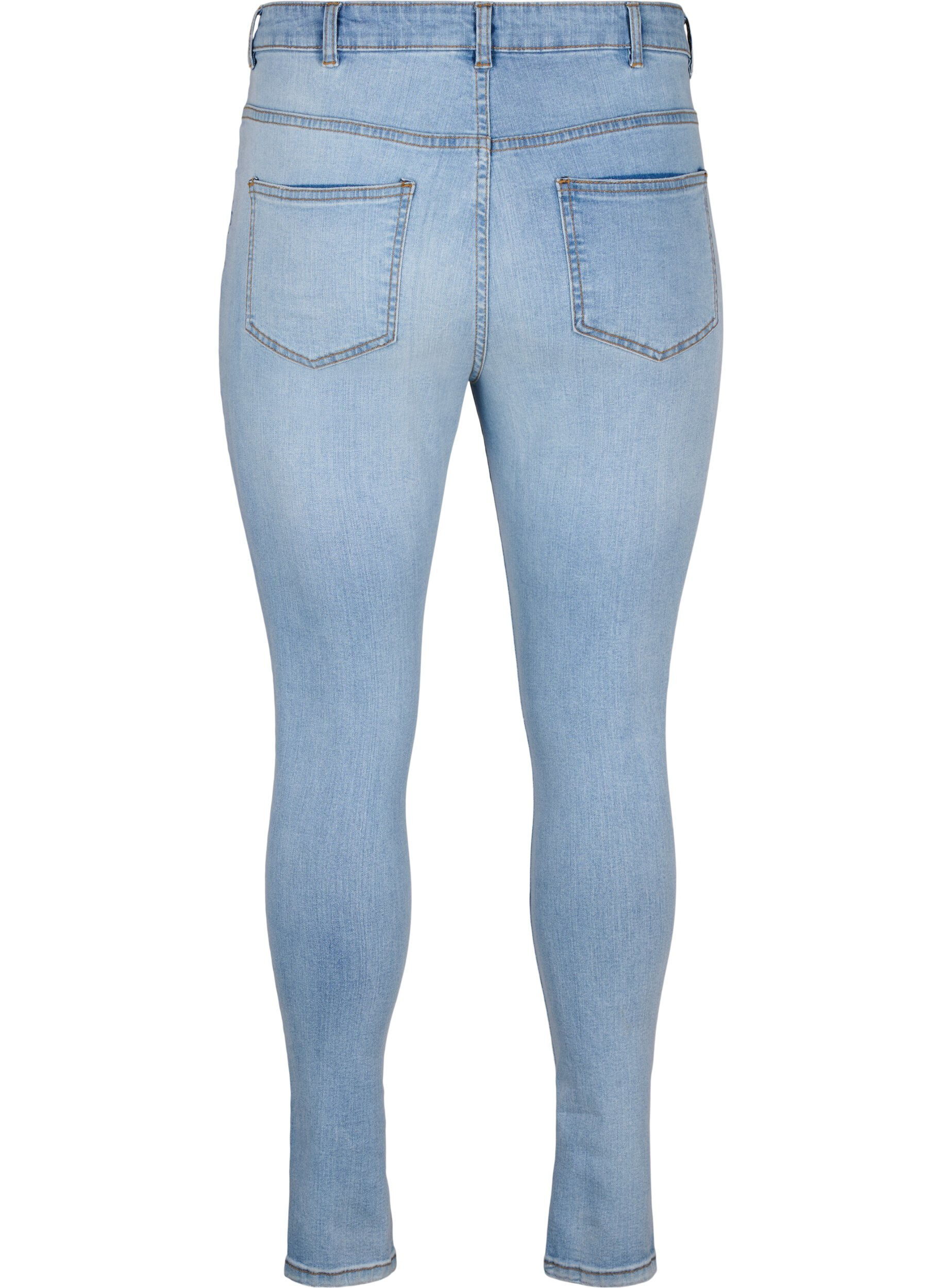Zizzi Slim-fit jeans med slitte detaljer, Light Blue, Packshot image number 1