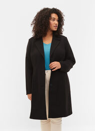Lang jakke med knappelukking, Black, Model