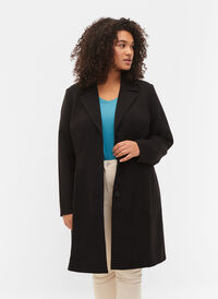 Lang jakke med knappelukking, Black, Model