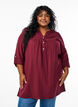Bomulds muslin-tunika med broderie anglaise, M&oslash;rk Bordeaux, Model image number 0