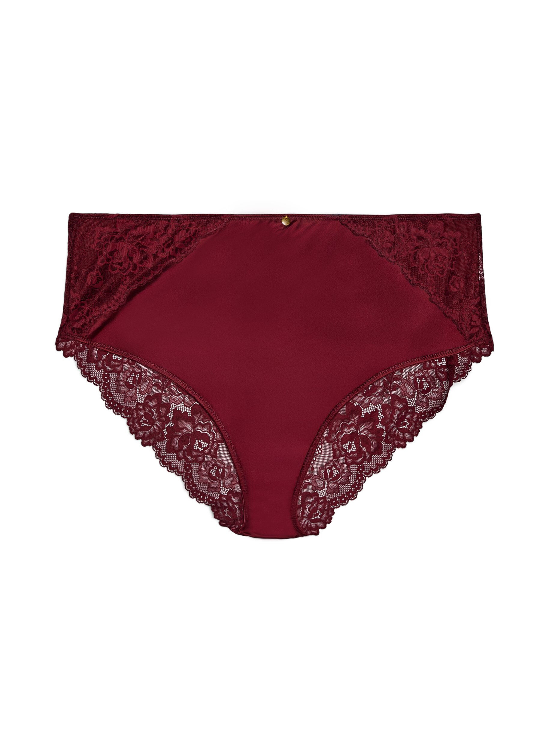 ZizziTruser med blonder og en sl&oslash;yfedetalj p&aring; ryggen, M&oslash;rk Bordeaux, Packshot image number 0