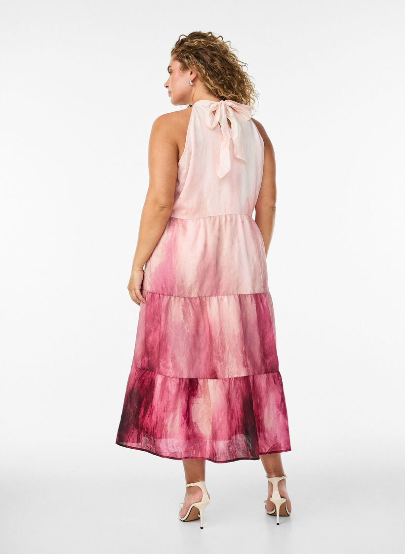 Midikjole med halterneck, Rosa, Model image number 1