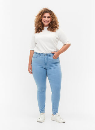 Super slim Amy jeans med høyt liv, Ex Lt Blue, Model image number 0