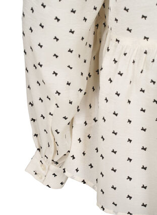 Zizzi Bluse med peplum og sløyfer, Ecru w Bow, Packshot image number 3