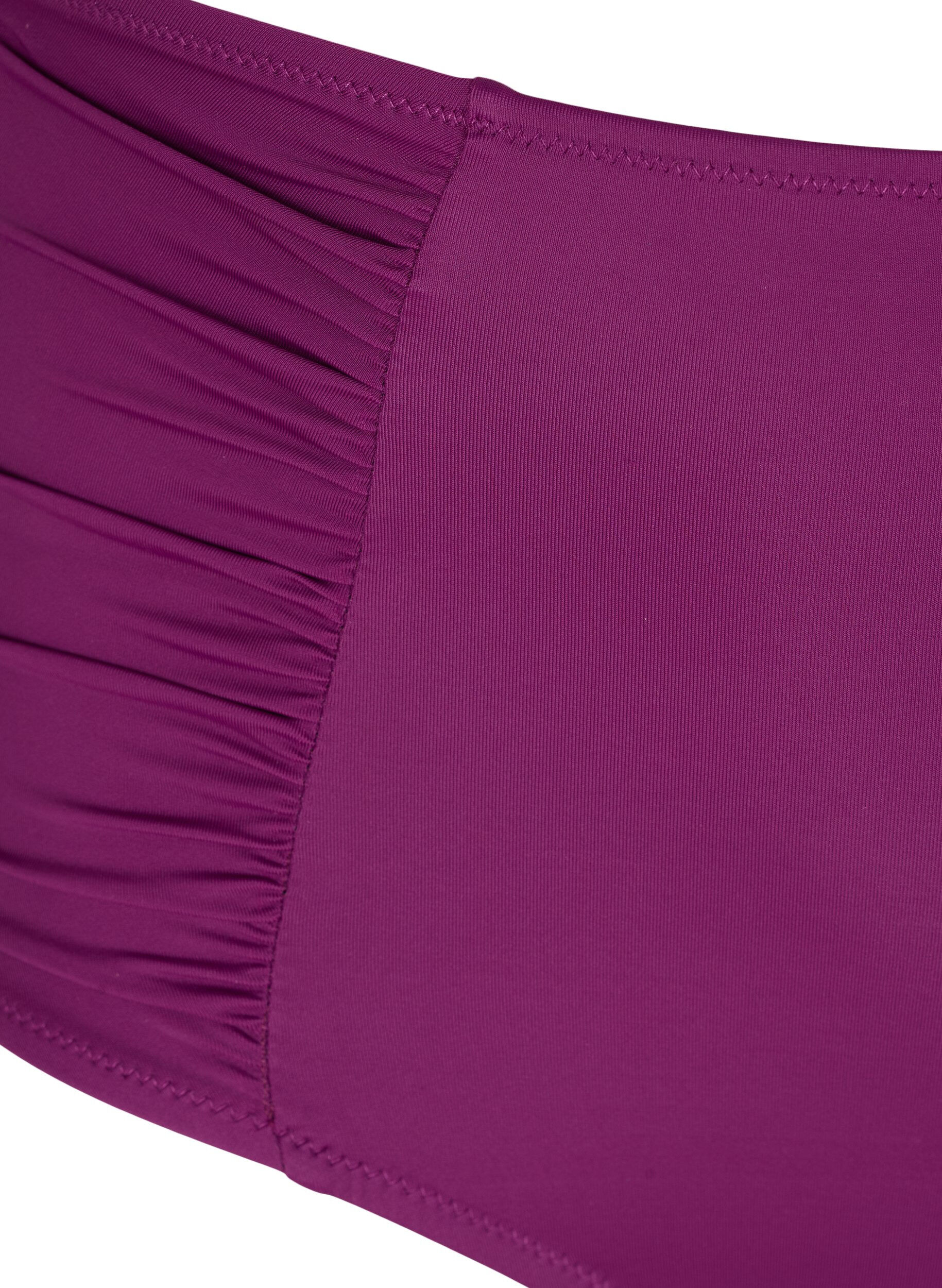 Zizzi Bikinitruse med h&oslash;yt liv og draperinger, Dark Purple, Packshot image number 2