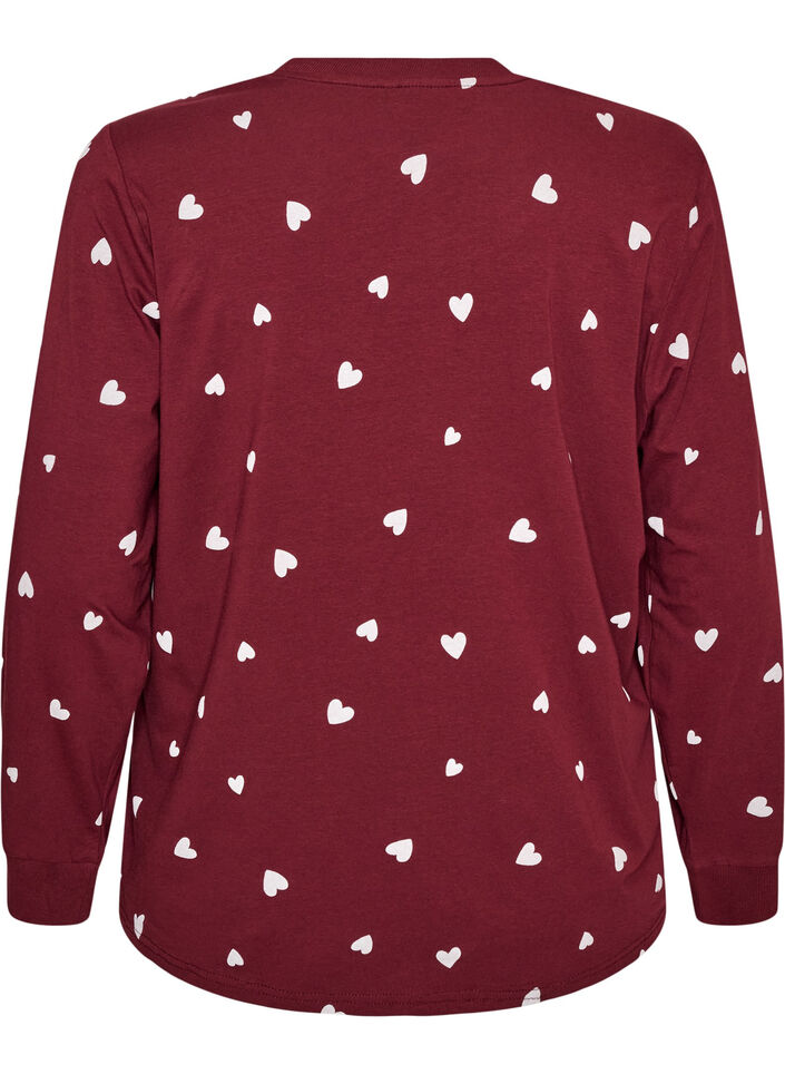 Nattbluse med et trykk, R&oslash;d, Packshot image number 1