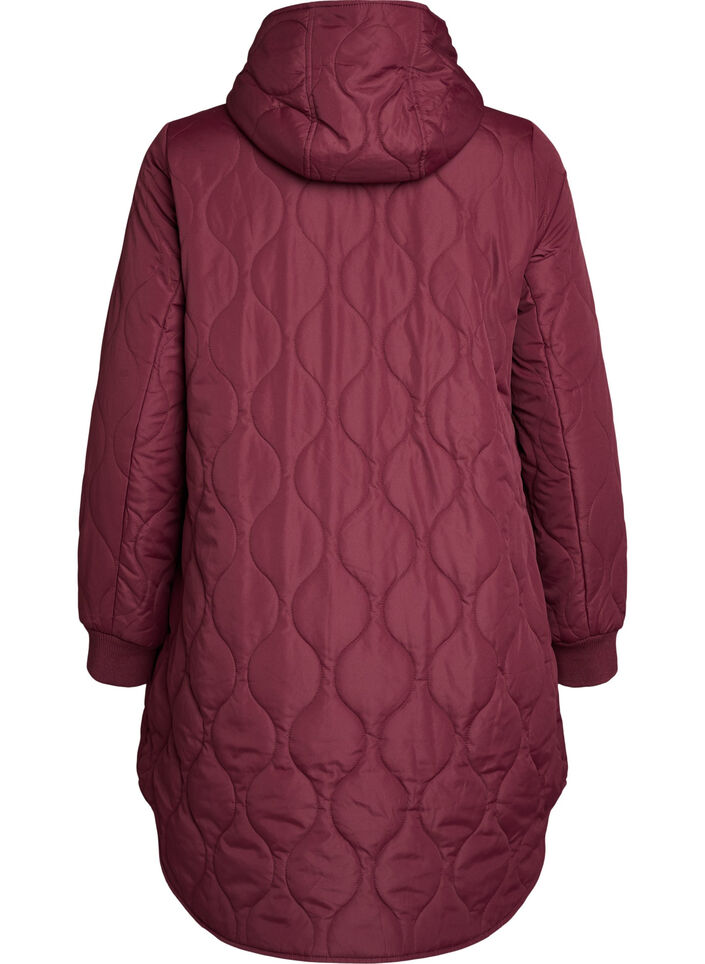 Mellomlang quiltet jakke med hette, 0655, Packshot image number 1