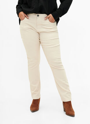 Emily jeans med normal midje og smal passform, Oatmeal, Model image number 2