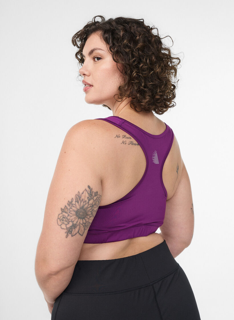Sports-bh med racerback, Lilla, Model image number 2