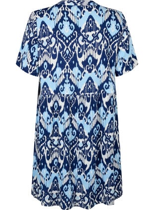 Kortermet kjole med trykk, laget av viskose, Blue Ethnic AOP, Packshot image number 1