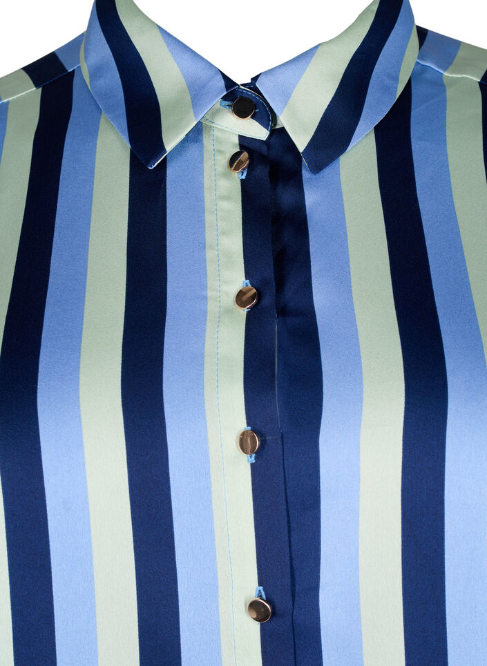 Stripete satengskjorte med krage, Blue Stripe, Packshot image number 2