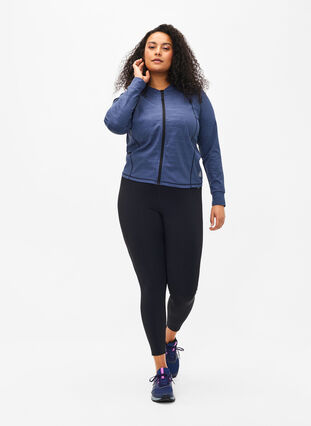 Zizzi Treningsbluse med glidelås, Mood Indigo, Model image number 2